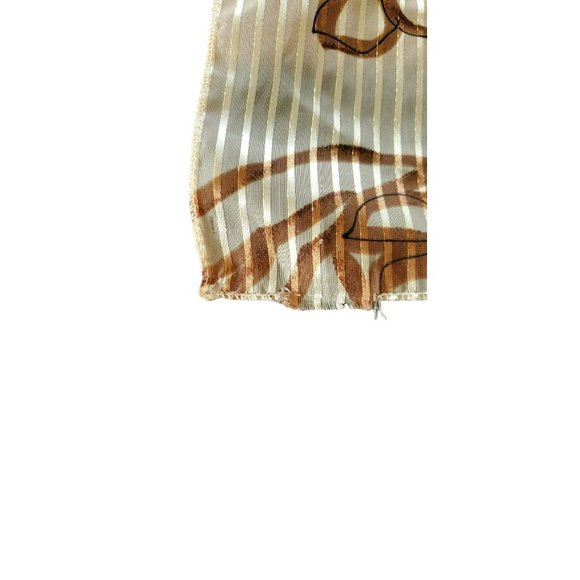 Cream Brown Floral Fall Striped Women's Scarf Perfect Fall Colors - Picture 3 of 3
